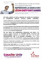 Flyer « Pour défendre le monde du travail, pour gagner ensemble, reprenons la main avec Léon Deffontaines » - La Gauche unie pour le monde du travail, 3 avril 2024