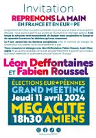 Invitation au grand meeting avec Léon Deffontaines à Amiens - La Gauche unie pour le monde du travail, 11 avril 2024